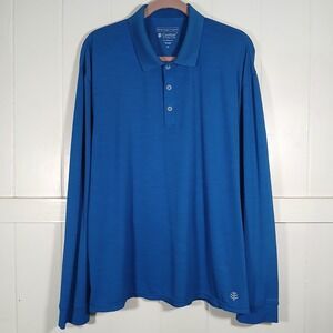 Coolibar Mens XL Blue Long Sleeve UPF 50+ Sun Protection Polo Shirt 01-587